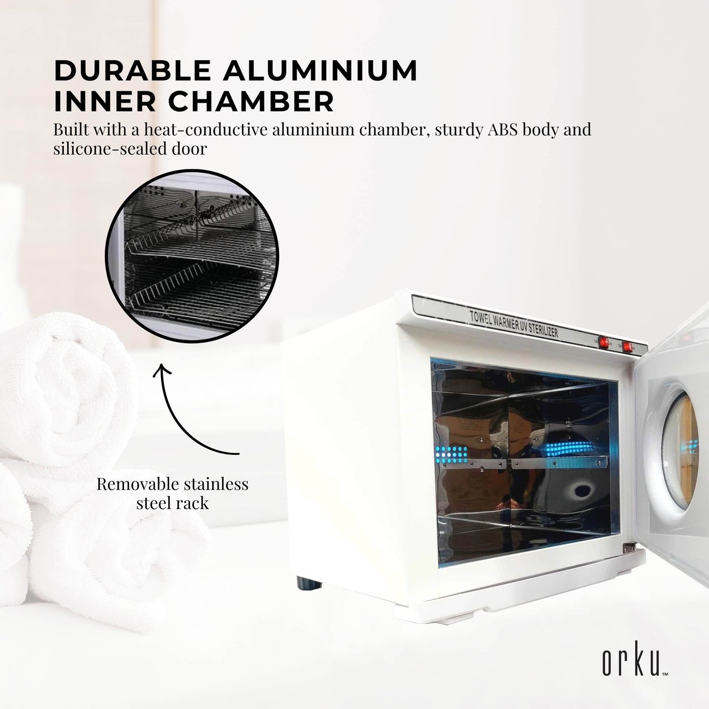 Orku 25L Electric Towel Warmer UV Cabinet Salon Spa White