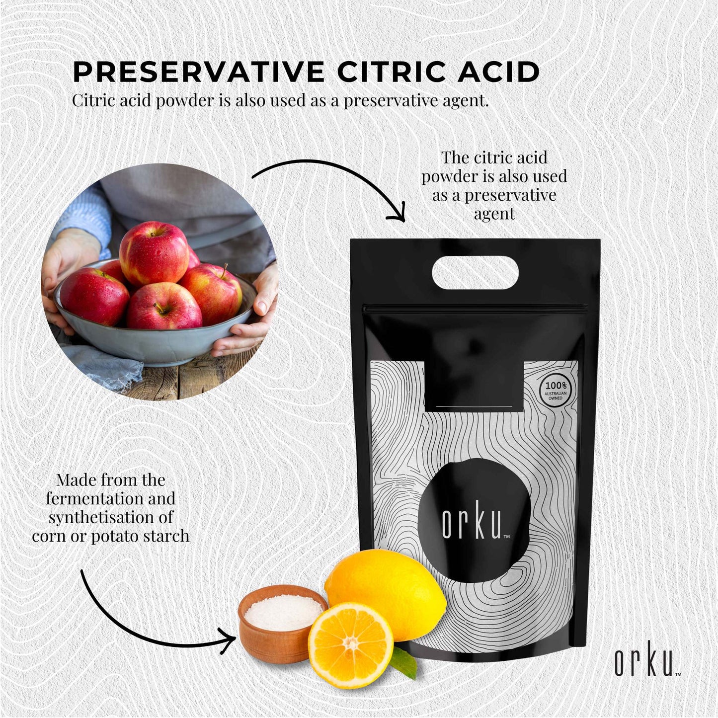 Citric Acid Powder - Resealable Bags Food Grade Anhydrous GMO Preservative Free