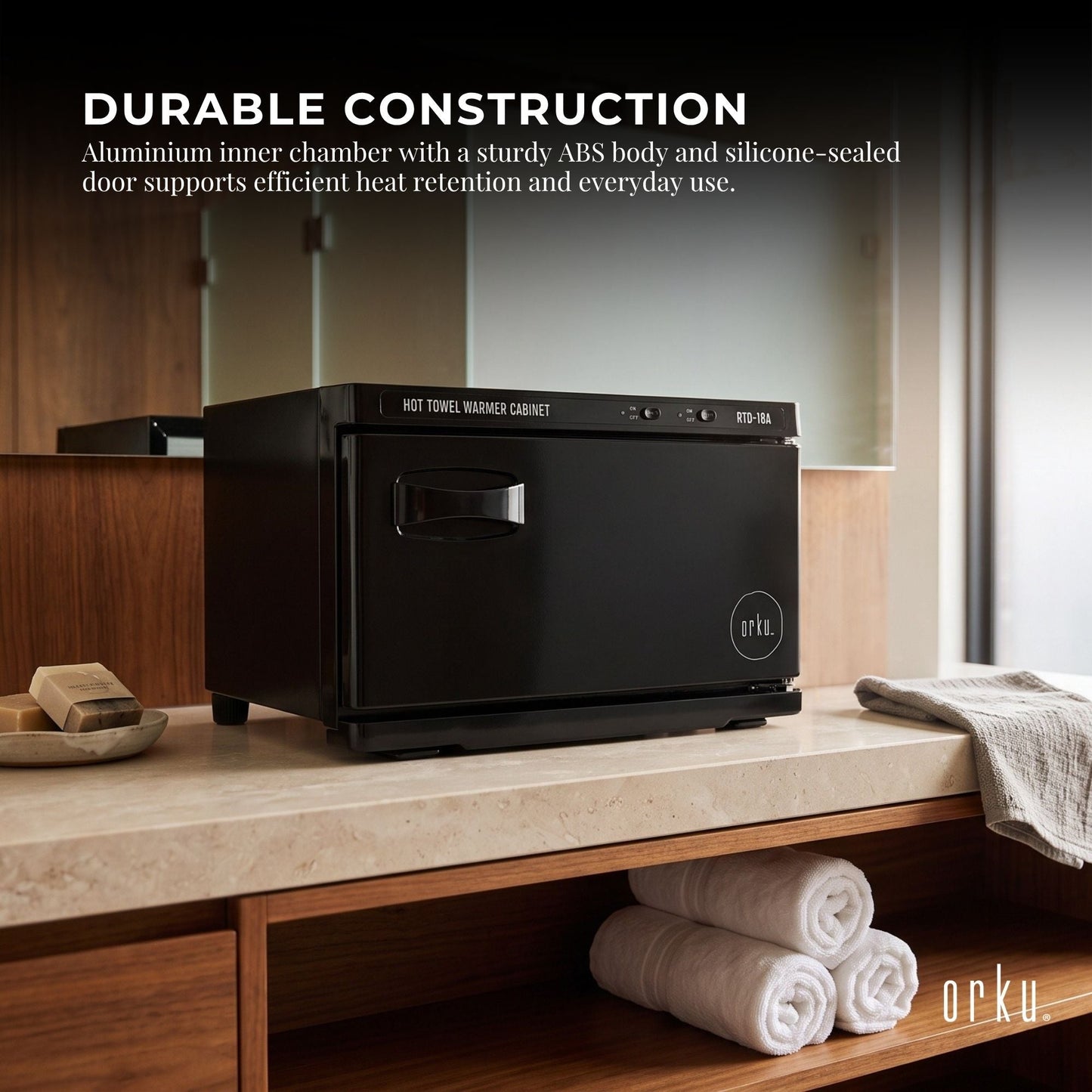 Orku 18L UV Disinfection Electric Towel Warmer Cabinet Salon Spa Black