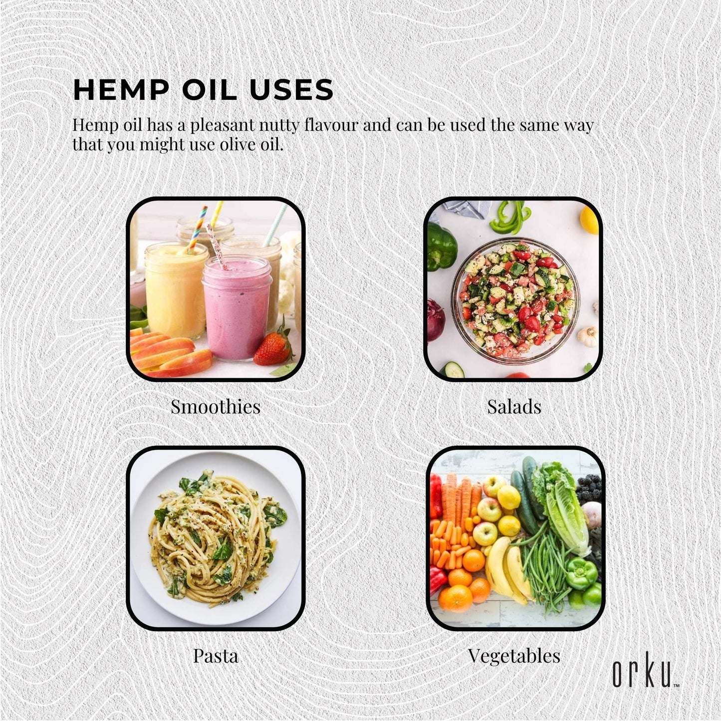 Orku Organic Hemp Seed Oil - Cold Pressed Food Grade Oils
