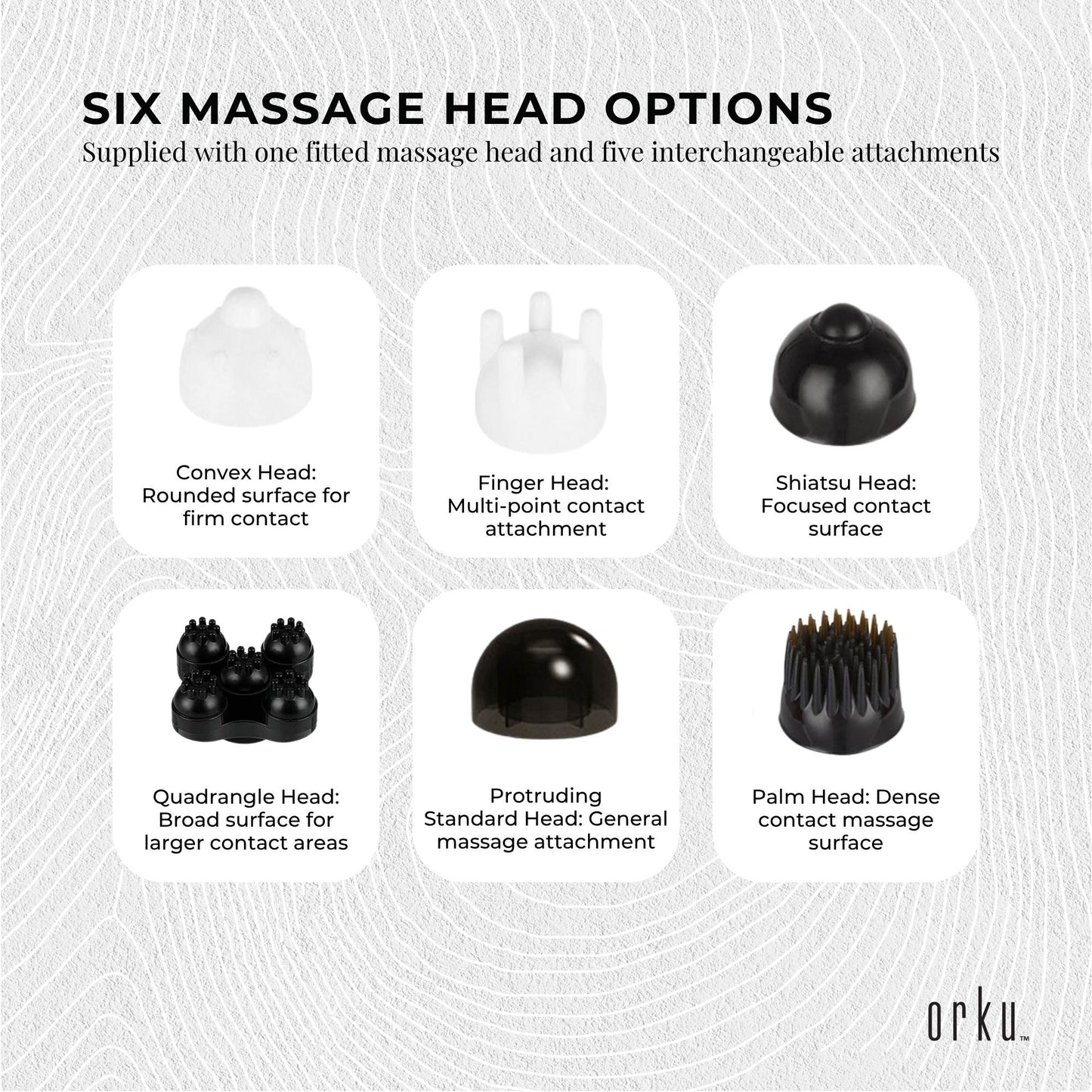 Orku Handheld Full Body Massager Champagne - 6 Massage Heads