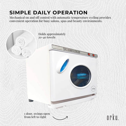 Orku 25L Electric Towel Warmer UV Cabinet Salon Spa White