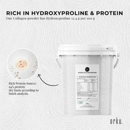Orku Bovine Collagen Peptides Powder Tub - Hydrolysed Protein Unflavoured