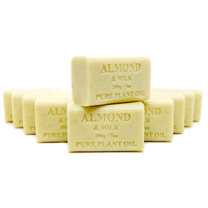 65x 200g Plant Oil Soap Almond and Milk Scent Pure Vegetable Bar Australian