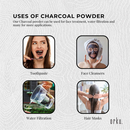 Activated Carbon Powder Coconut Charcoal Bucket - Teeth Whitening + Skin