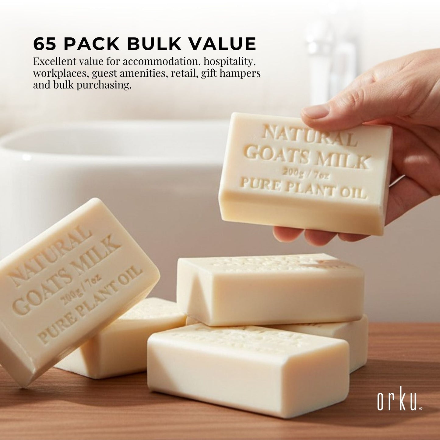 Orku 65 x 200g Goat Milk Soap Bars Natural Creamy Scent Australian Made
