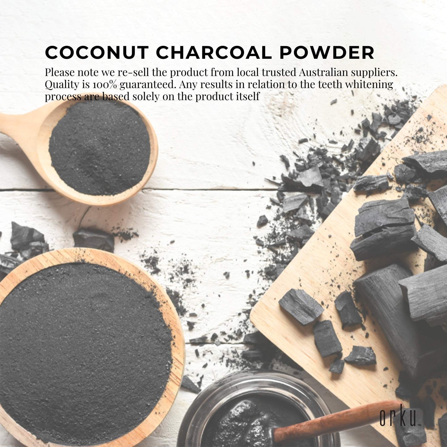 Activated Carbon Powder Coconut Charcoal Bucket - Teeth Whitening + Skin