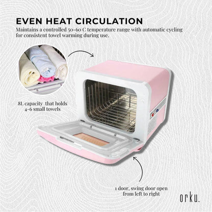 Orku 8L Pink Electric Towel Warmer UV Cabinet Salon Spa