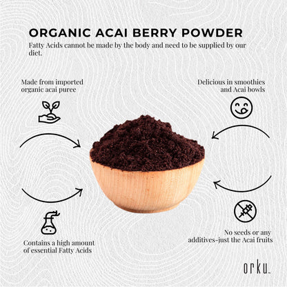 Acai Powder 100% Organic - Pure Superfood Amazon Berries - Bulk