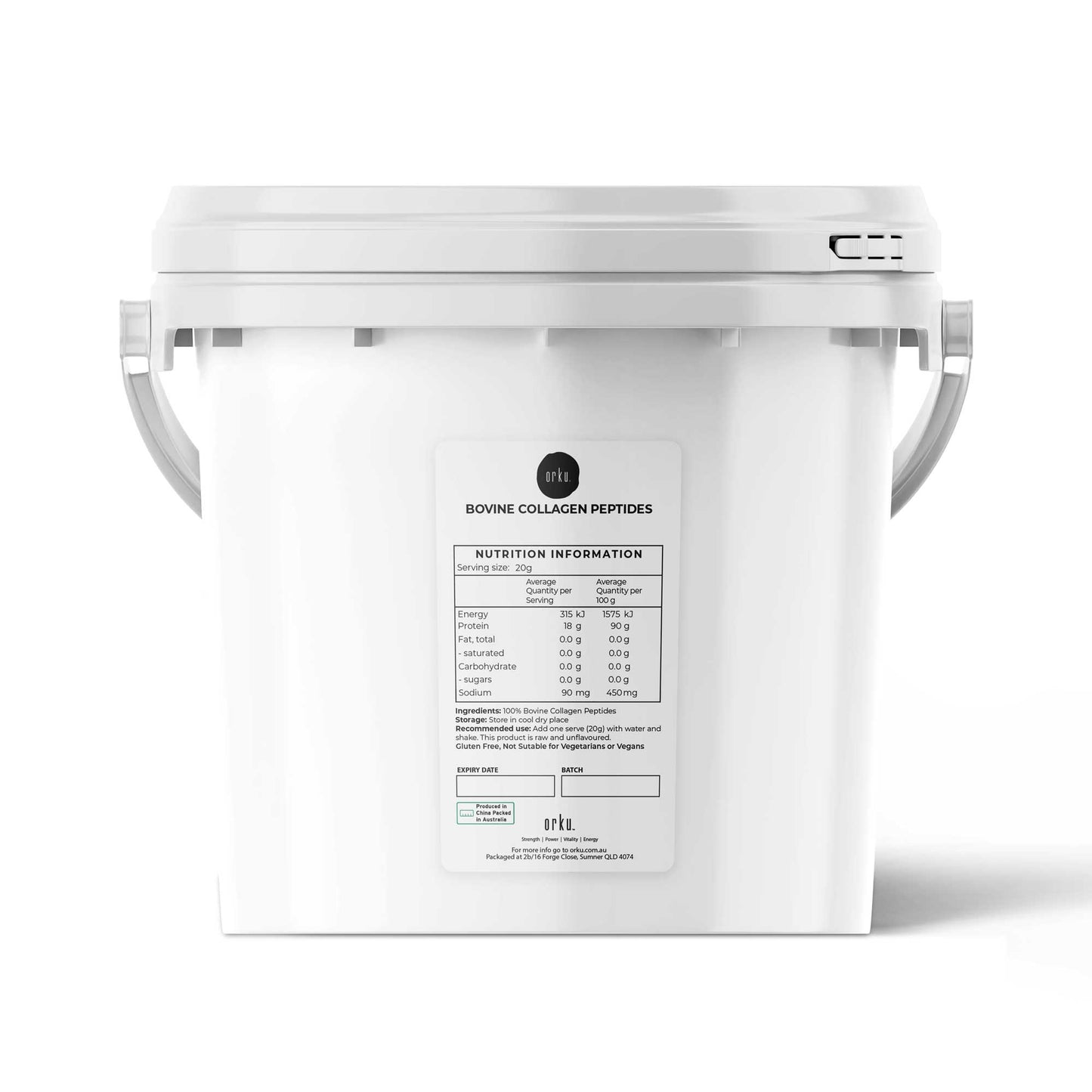 Orku Bovine Collagen Peptides Powder Tub - Hydrolysed Protein Unflavoured