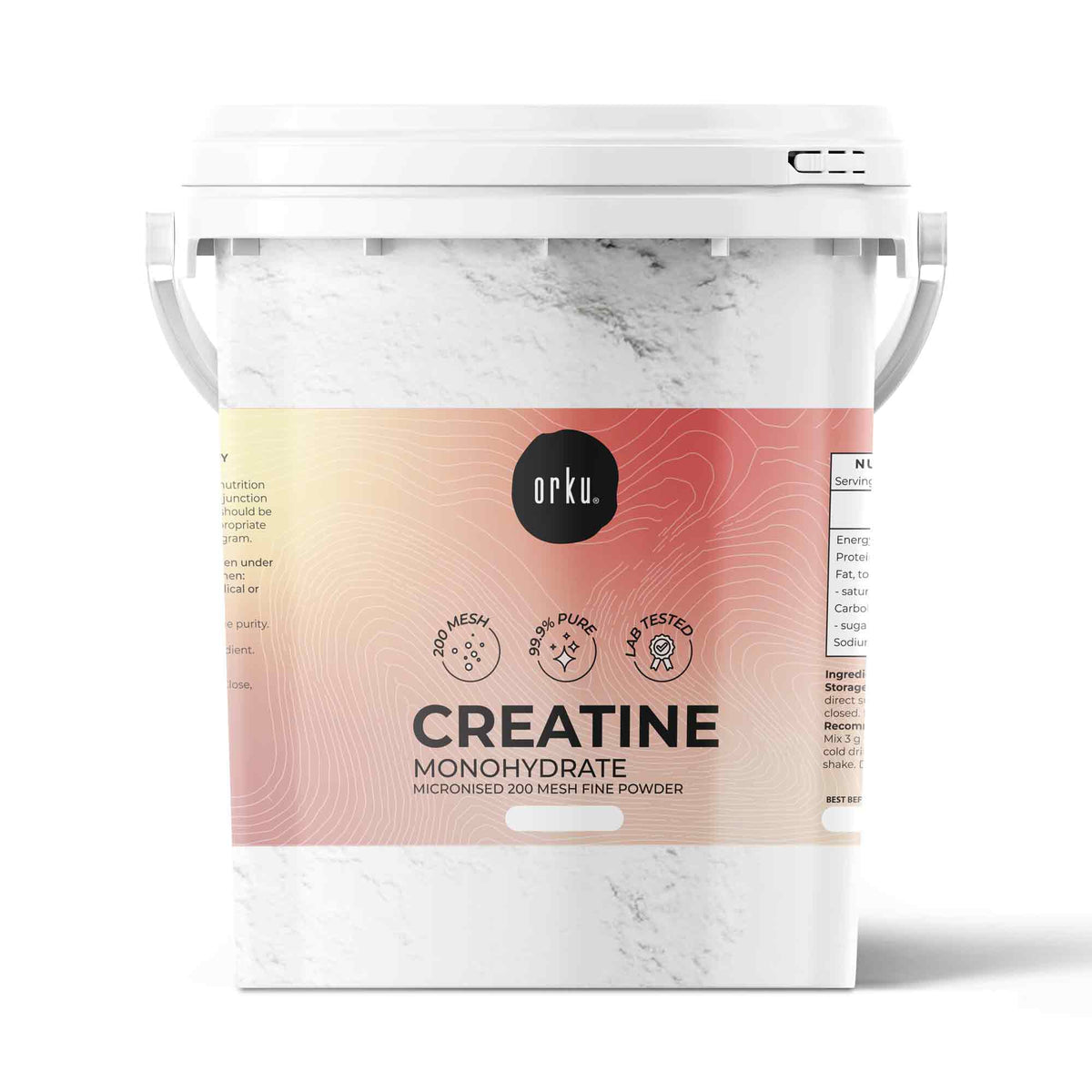 Orku Creatine Monohydrate Powder 99.9% Pure 200 Mesh Micronised Tubs