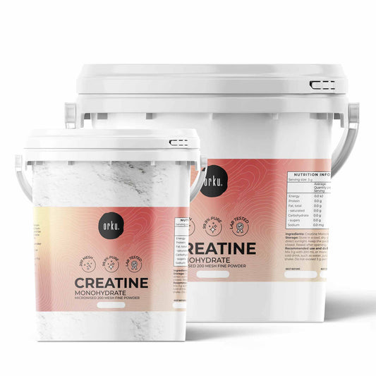 Orku Creatine Monohydrate Powder 99.9% Pure 200 Mesh Micronised Tubs