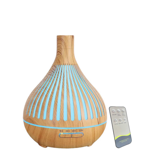 Essential Oil Aroma Diffuser and Remote - 400ml Narrow Top Wood Mist Humidifier