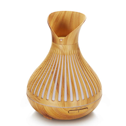 Essential Oil Aroma Diffuser and Remote - 500ml Tulip Top Wood Mist Humidifier