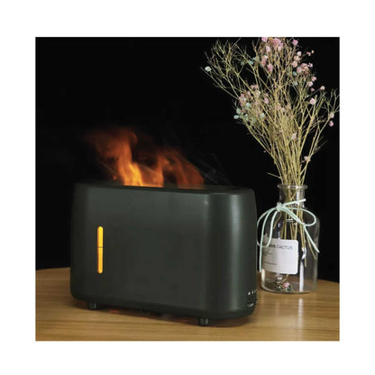 Essential Oil Aroma Diffuser and Remote - Grey 240ml Flame Fire Style Air Humidifier