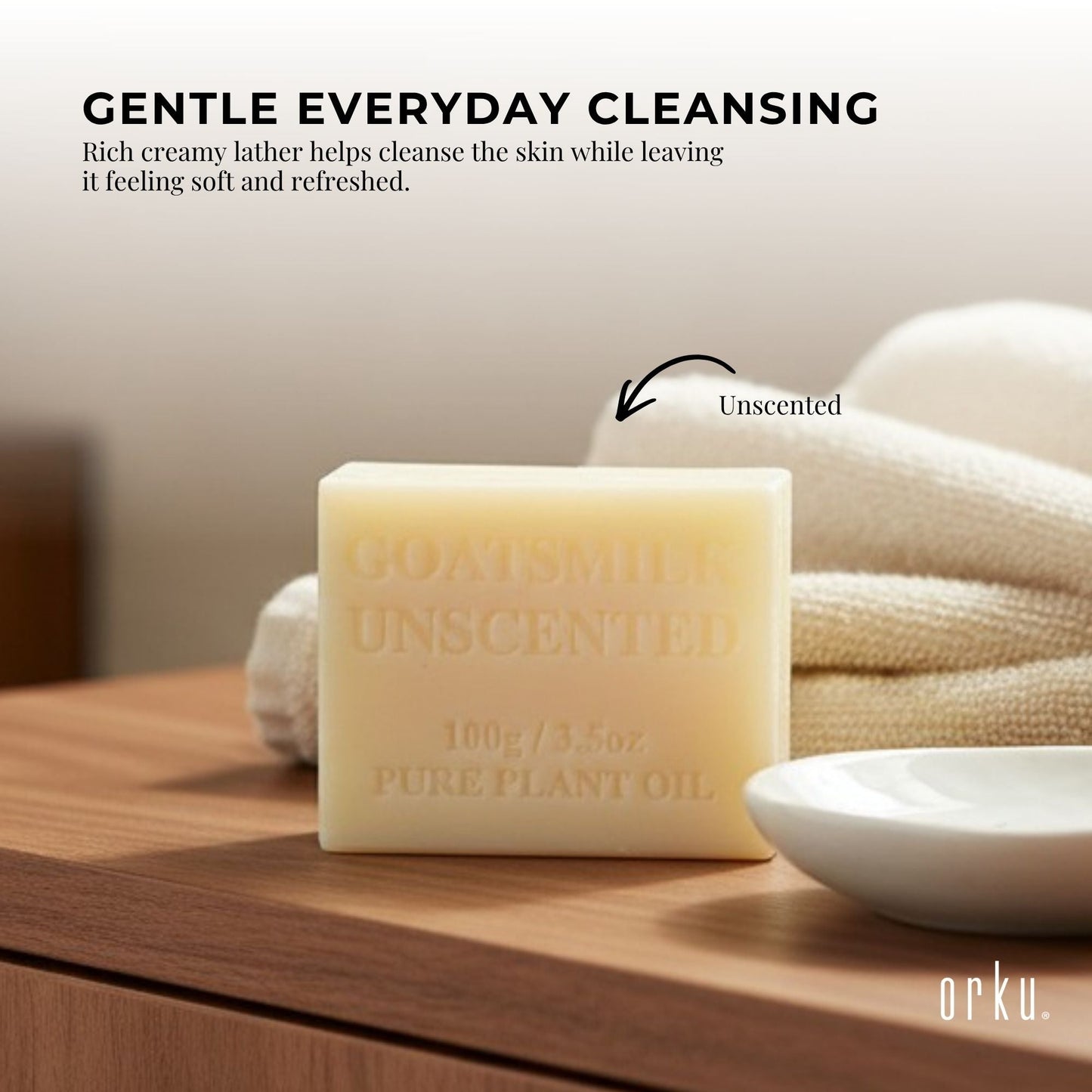 Orku 4 x 100g Unscented Goat Milk Soap Bars Australian Made