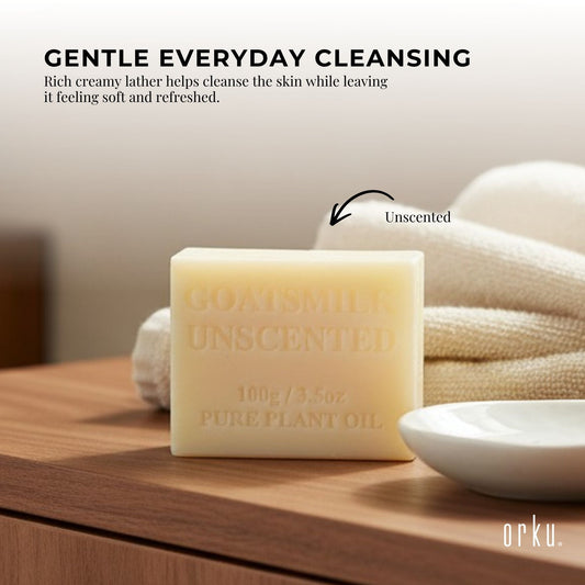 Orku 4 x 100g Unscented Goat Milk Soap Bars Australian Made