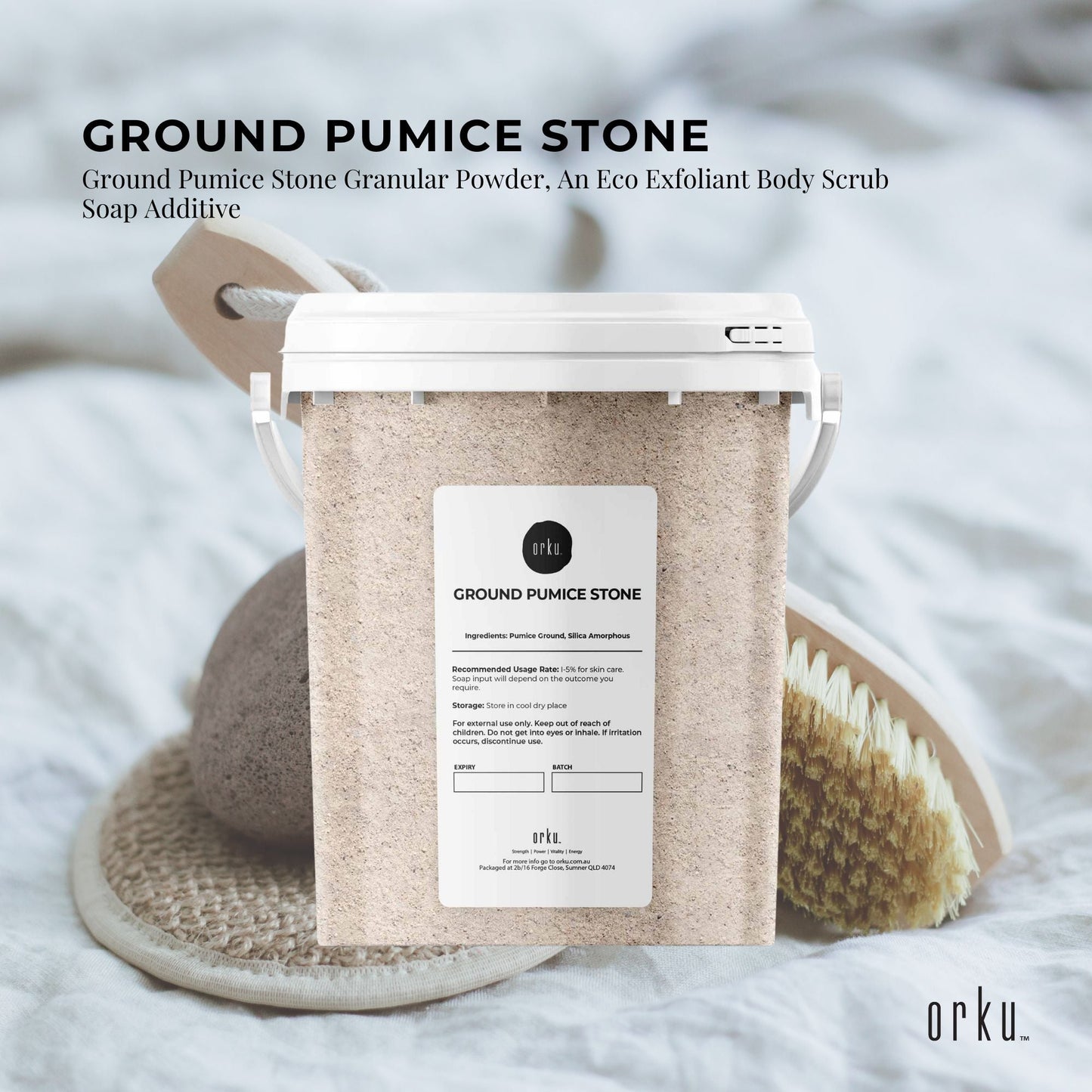 Ground Pumice Stone Granular Powder Tub Eco Exfoliant Body Scrub Soap Additive