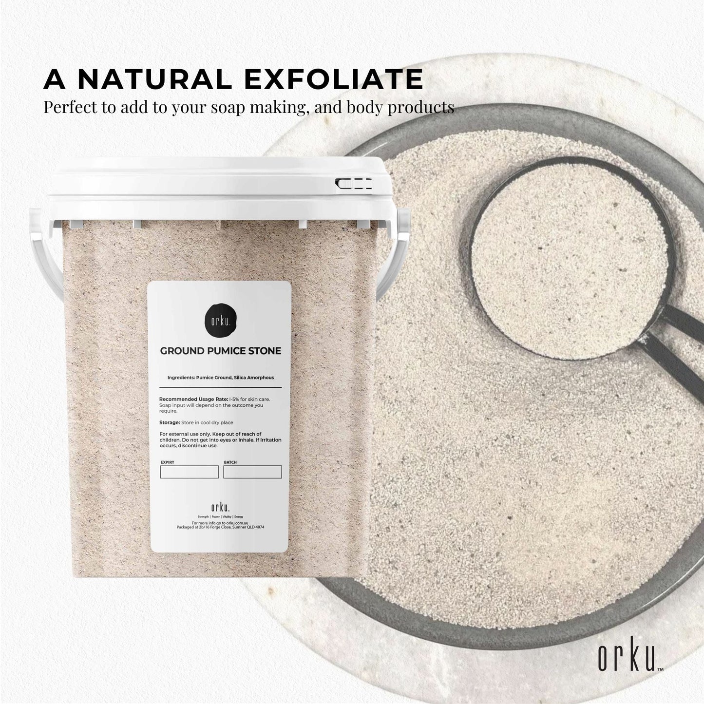 Ground Pumice Stone Granular Powder Tub Eco Exfoliant Body Scrub Soap Additive