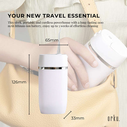 Orku Mini Cordless Water Flosser Oral Irrigator White - 5 Nozzles