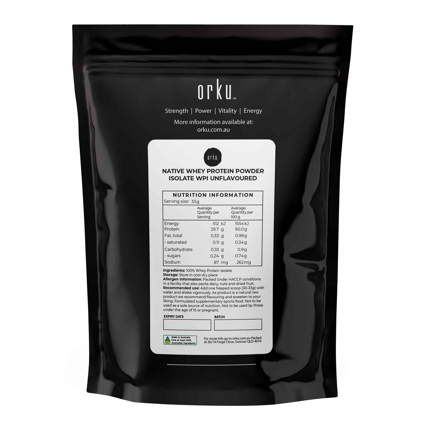 Native Unflavoured Whey Protein Isolate Powder - Shake WPI Supplement