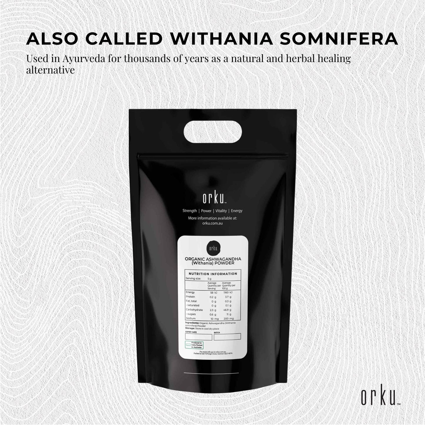 Organic Ashwagandha Root Powder Withania Somnifera Herb Supplement