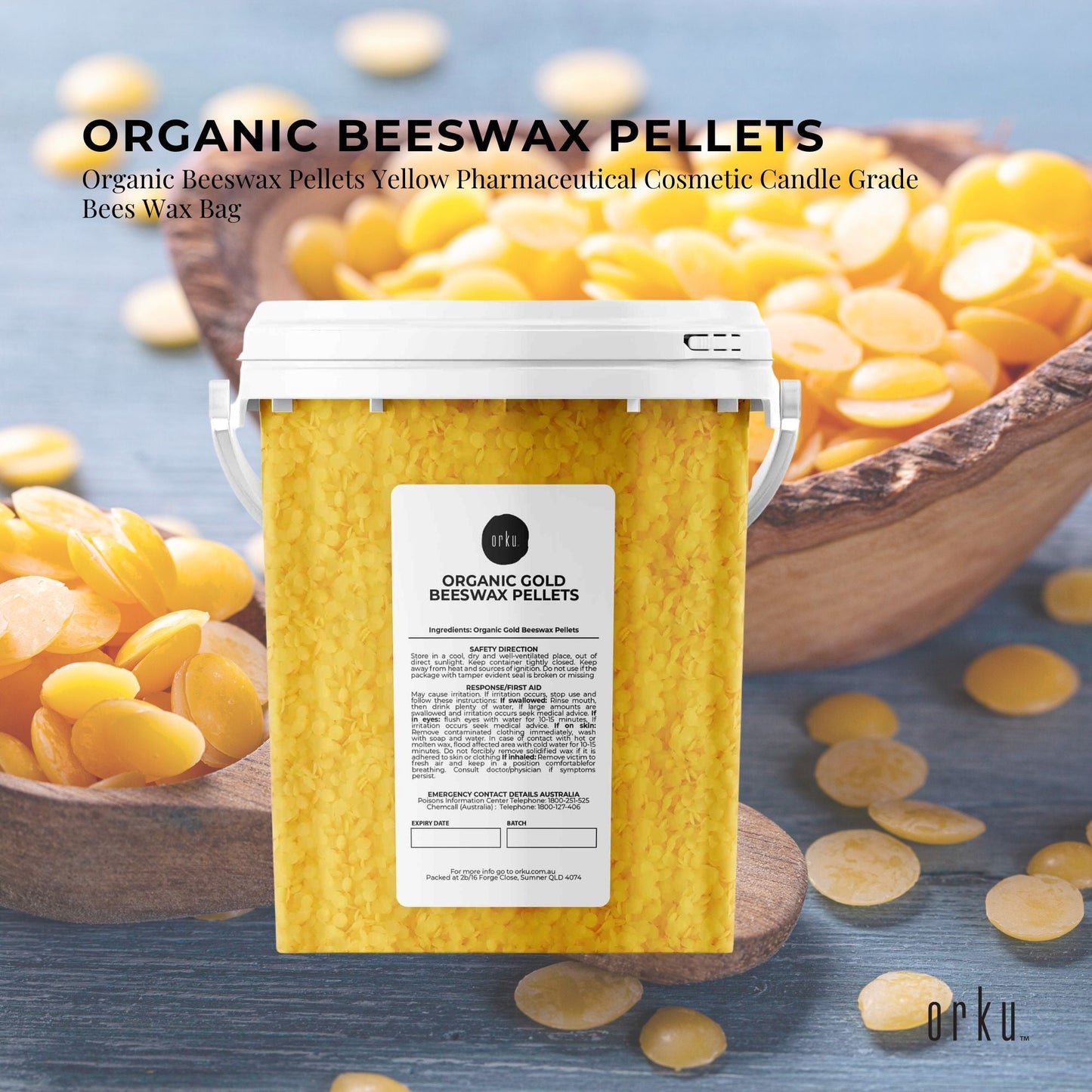 Organic Beeswax Pellets Bucket Pharmaceutical Cosmetic Candle Yellow Bees Wax