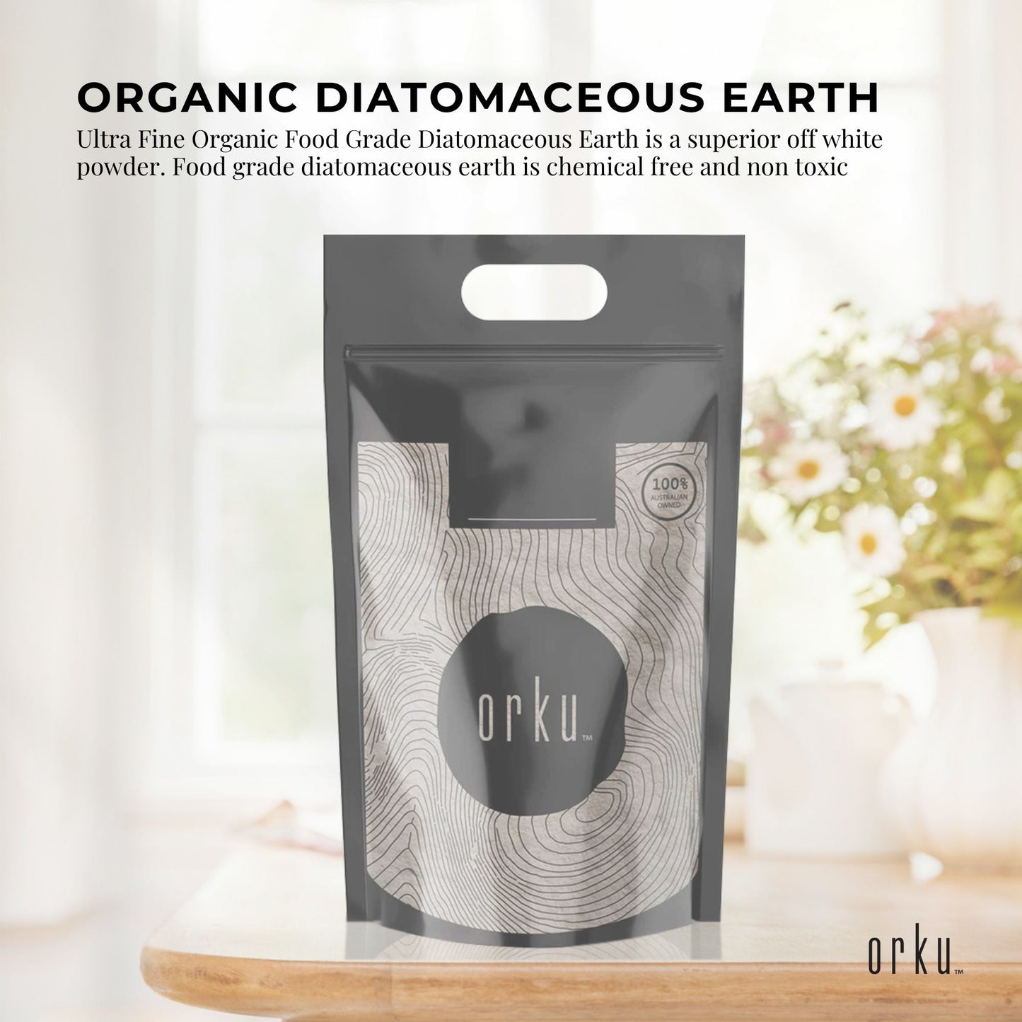 Organic Fine Diatomaceous Earth - Food Grade Fossil Shell Flour Powder Bulk