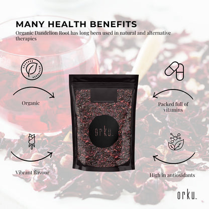 Organic Hibiscus Rosella Flower Crushed - Dried Herbal Tea Supplement