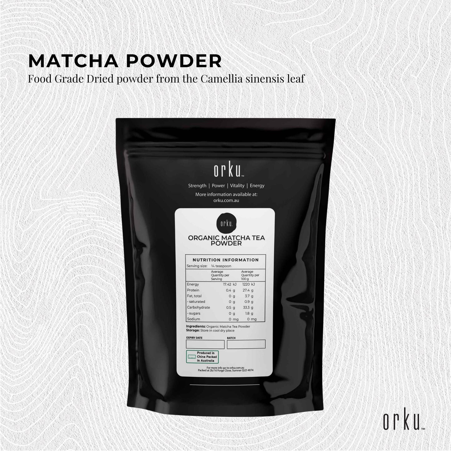 Organic Matcha Green Tea Powder Camellia Sinensis Leaf Supplement