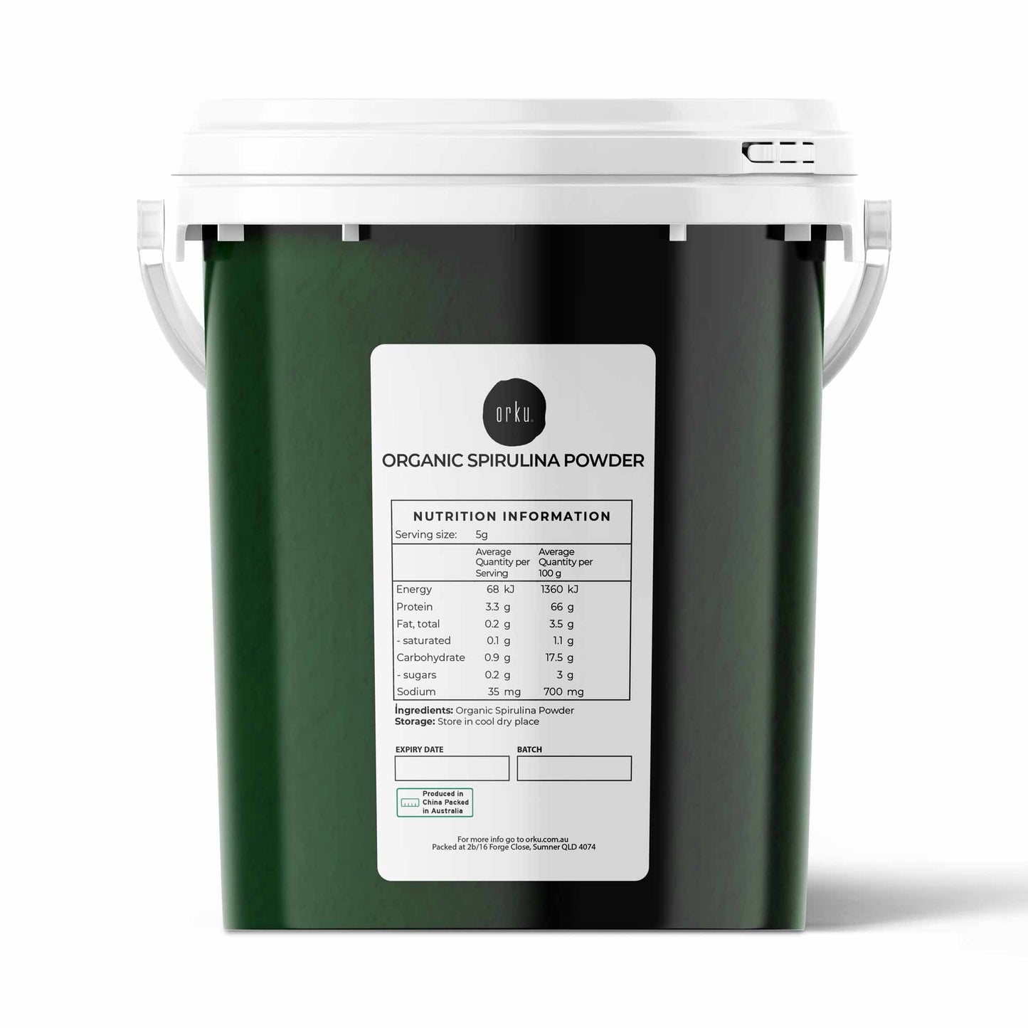 Organic Spirulina Powder Tub Bucket - Supplement Arthrospira Platensis Food