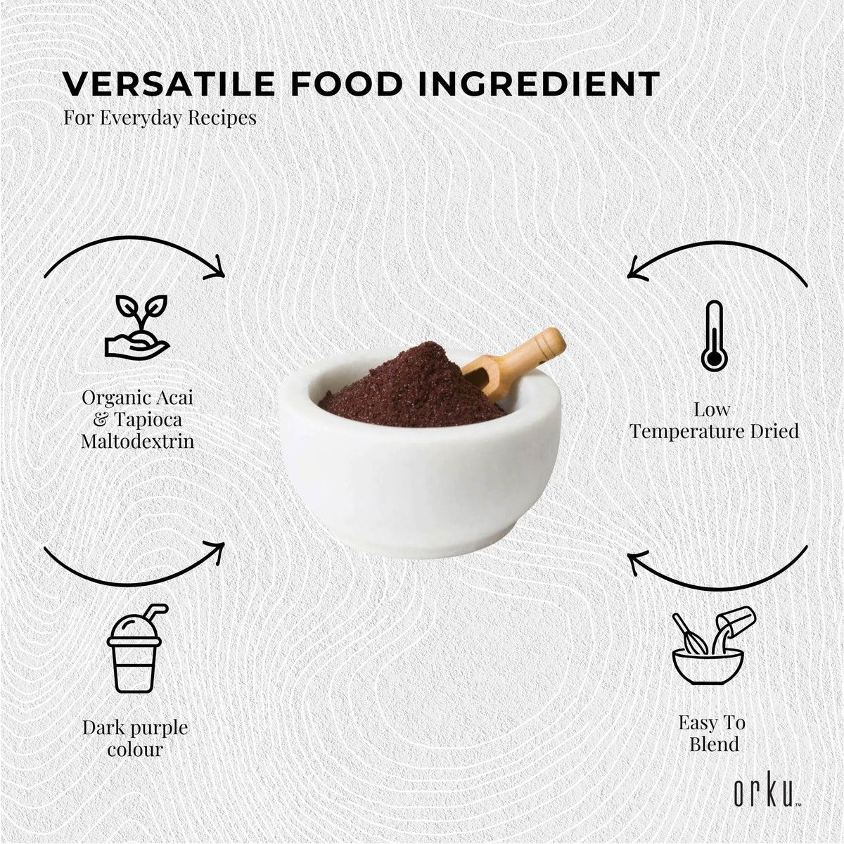 Orku 700g Organic Acai Powder Brazilian Berry Smoothie Bowl Ingredient