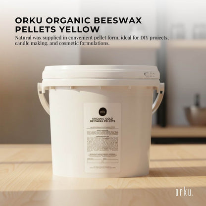 Orku Organic Beeswax Pellets Yellow Tubs - Cosmetic Grade Bees Wax Pastilles