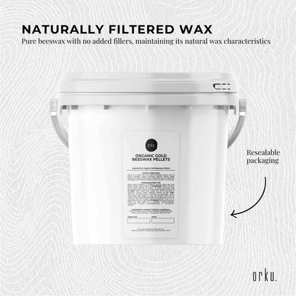 Orku Organic Beeswax Pellets Yellow Tubs - Cosmetic Grade Bees Wax Pastilles