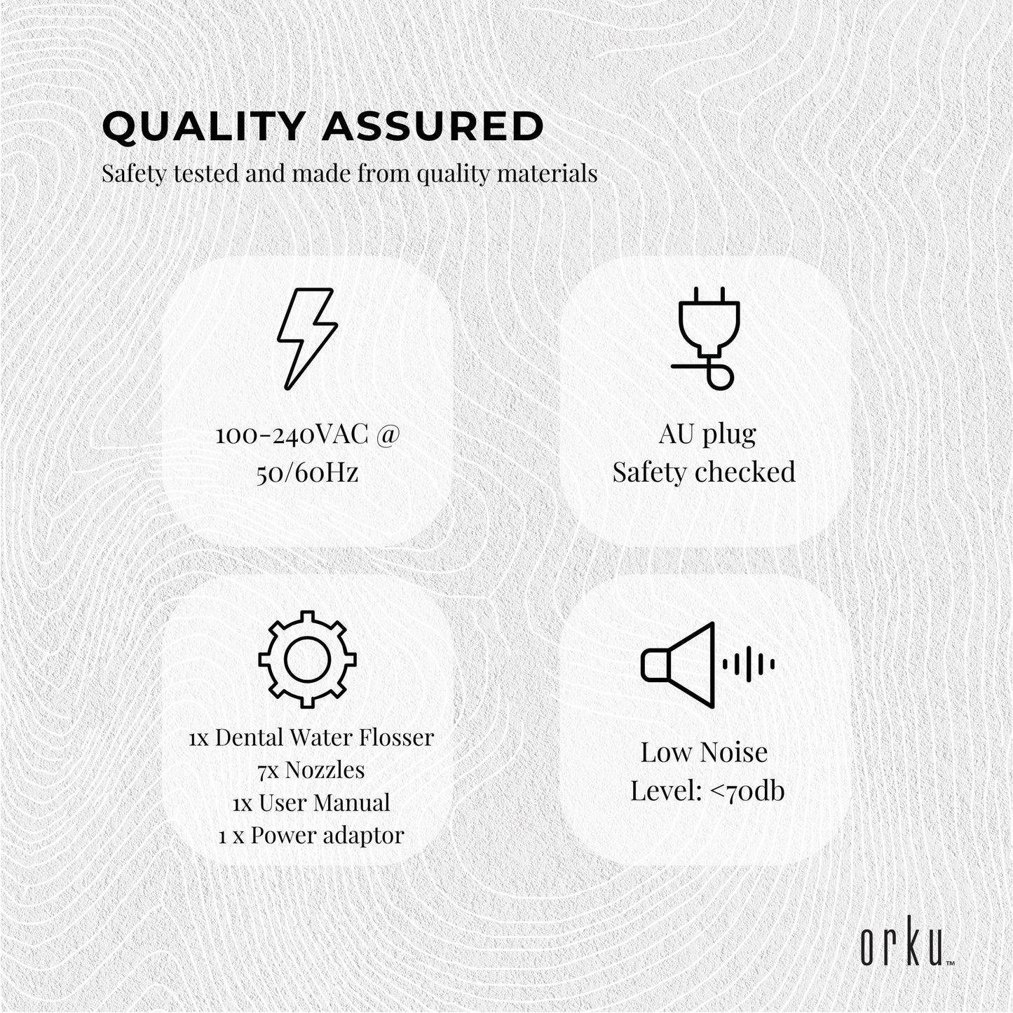 Orku 1000ml Water Flosser Electric Oral Irrigator - Stepless Pressure White