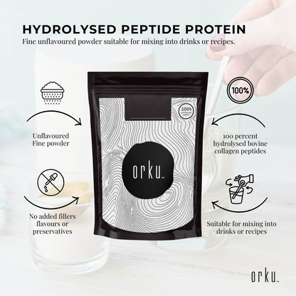 Orku Bovine Collagen Peptides Powder  - Hydrolysed Protein Unflavoured