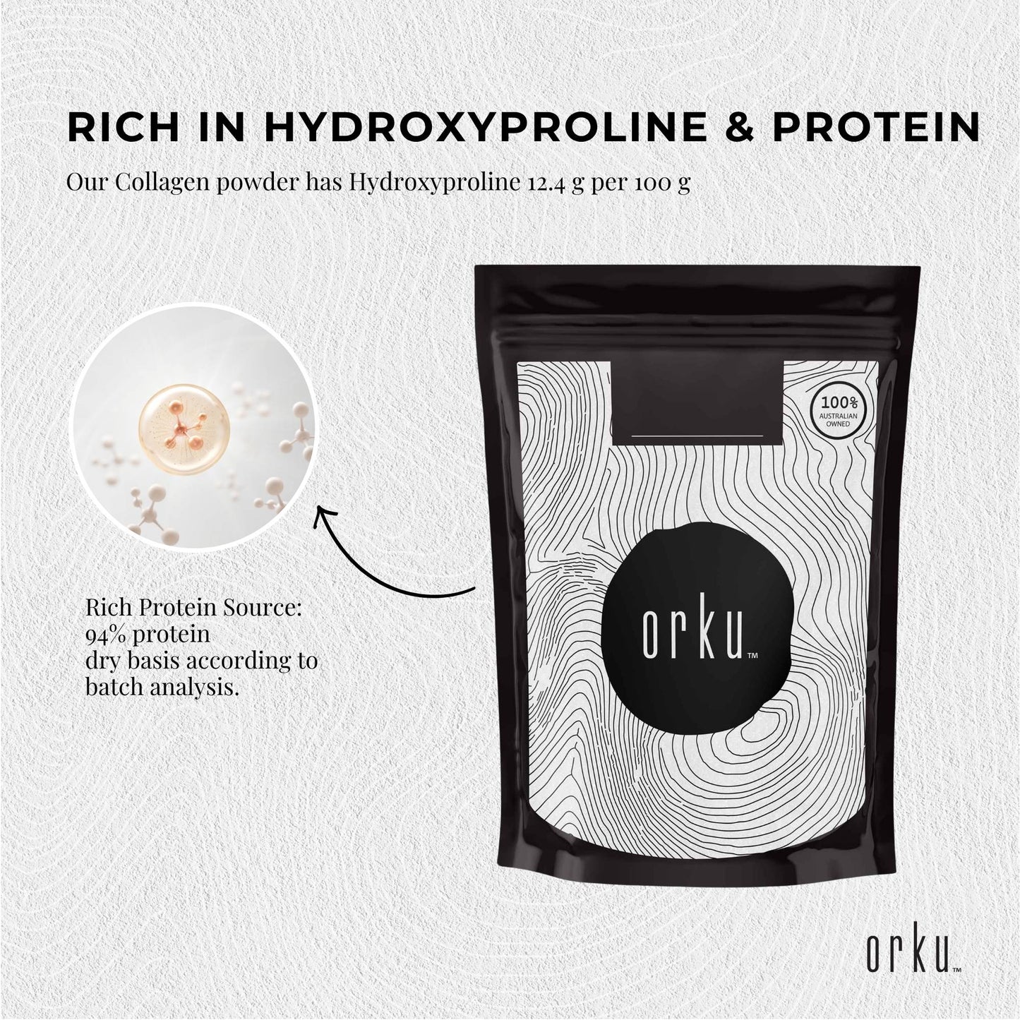 Orku Bovine Collagen Peptides Powder  - Hydrolysed Protein Unflavoured