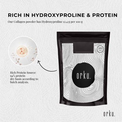 Orku Bovine Collagen Peptides Powder  - Hydrolysed Protein Unflavoured