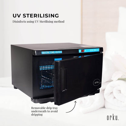 Orku 16L Black UV Electric Towel Warmer Steriliser Cabinet Salon Heat Sanitiser