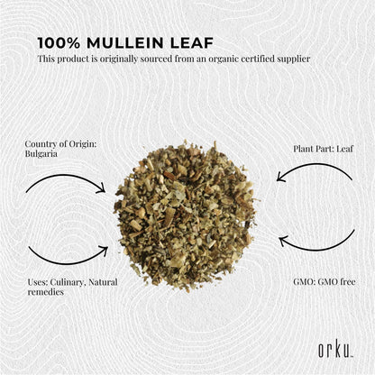 Orku Organic Mullein Leaf - Dried Herbal Botanical Verbascum Thapsis