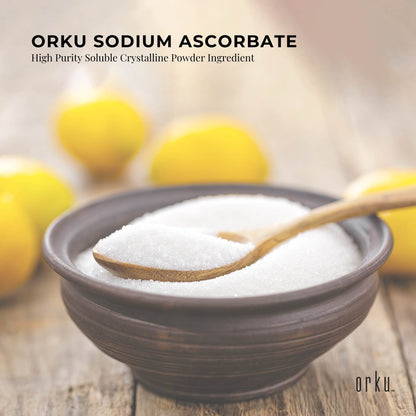 Orku 1.2Kg Sodium Ascorbate Tub - High Purity Soluble Crystalline Powder
