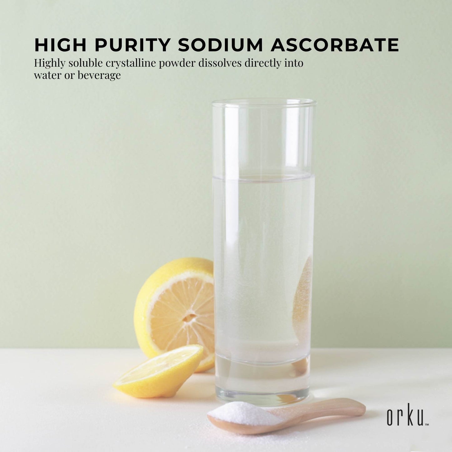 Orku 1.2Kg Sodium Ascorbate Tub - High Purity Soluble Crystalline Powder