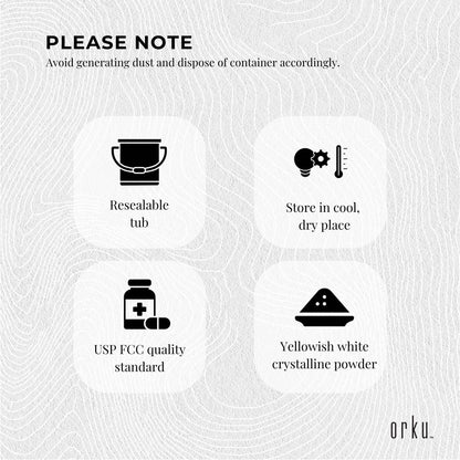 Orku 1.2Kg Sodium Ascorbate Tub - High Purity Soluble Crystalline Powder