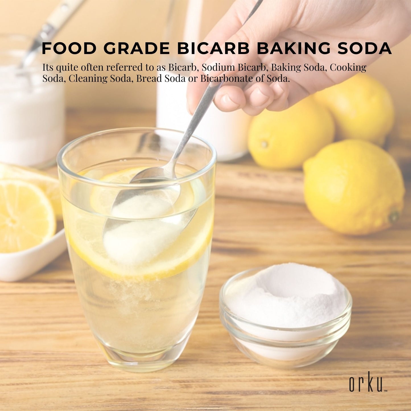 Orku Sodium Bicarbonate Food Grade Tubs - Baking Soda Aluminium Free Powder Bulk