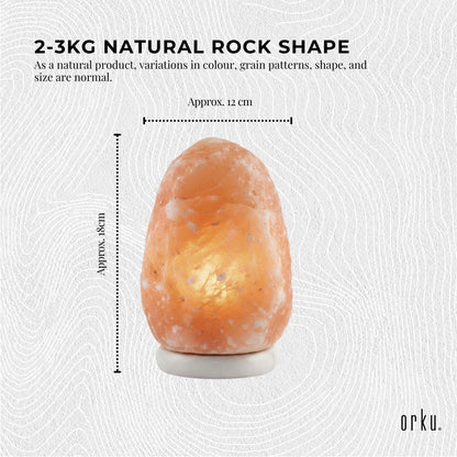 Orku 2-3 Kgs Himalayan Pink Salt Lamp - Natural Rock Shape Night Light