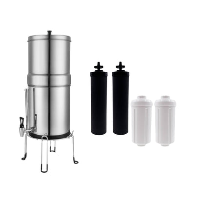 Orku 23L Gravity Benchtop Water Filter System with Gauge - Stainless Steel