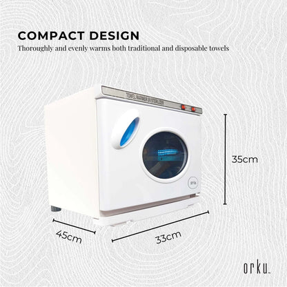 Orku 25L White UV Electric Towel Warmer Steriliser Cabinet Salon Heat Sanitiser