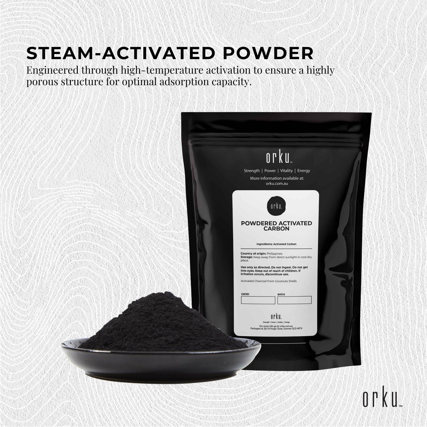 Orku Activated Carbon Powder Coconut Charcoal - Water Filtration