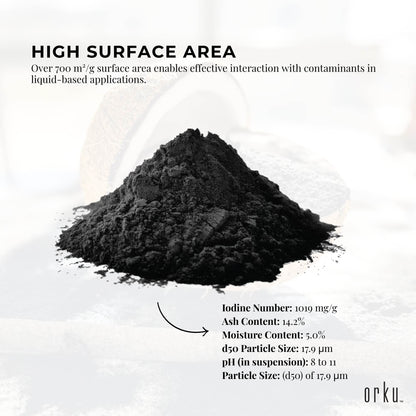 Orku Activated Carbon Powder Coconut Charcoal - Water Filtration