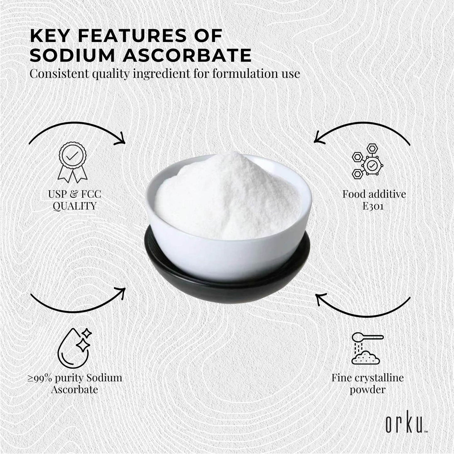 Orku Sodium Ascorbate - High Purity Soluble Crystalline Powder Bulk Bag